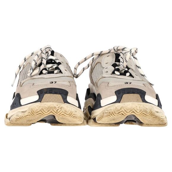 Balenciaga Clear Sole Triple S Sneakers in Beige Polyester